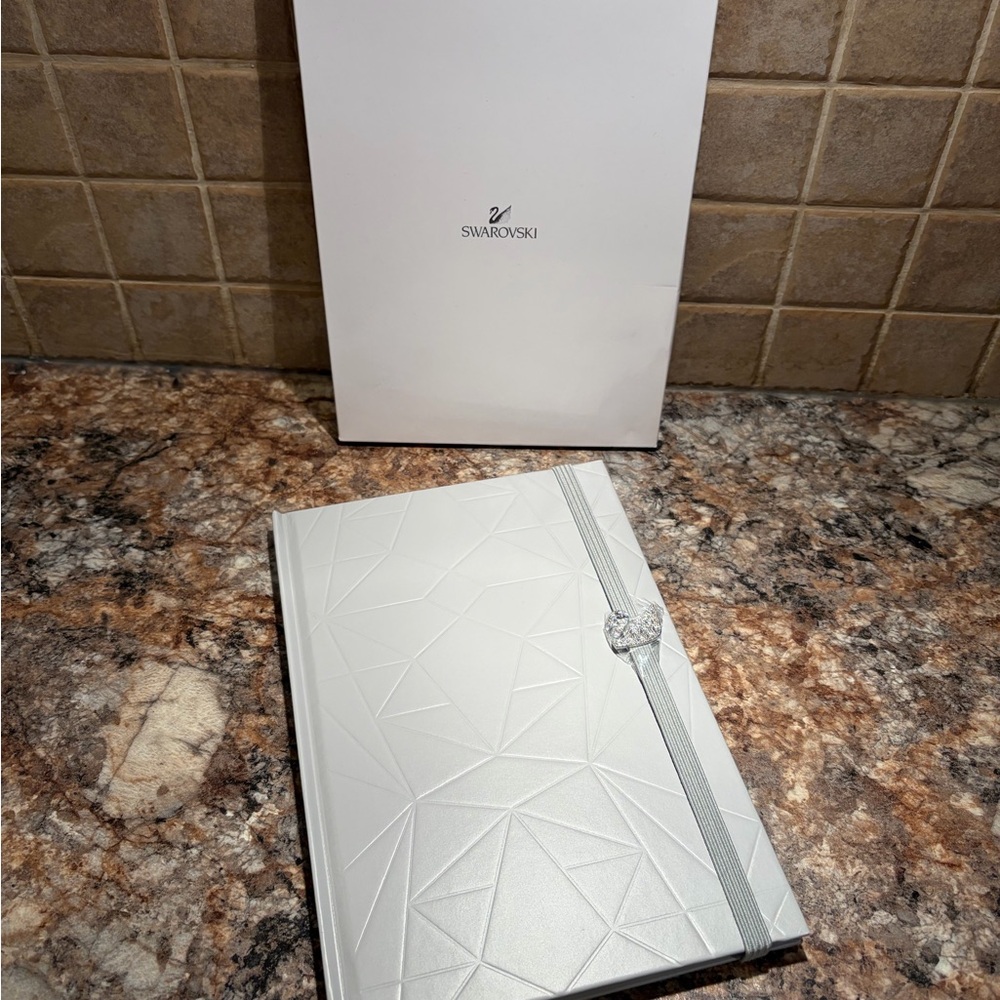 Swarovski Grey Geometric Notebook with Swan Charm Crystal Detail